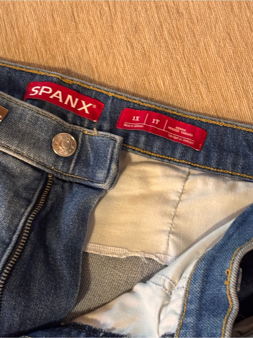 SPANXshape Petite 1X Barrell Blue Stretch Denim Jeans.